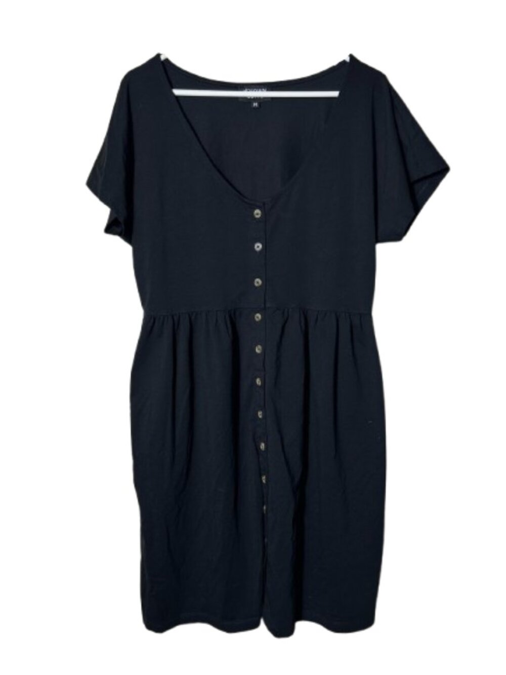 Known Supply black josie button front boxy t-shirt dress womens M cotton